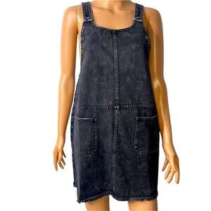 Juniors' SO Scoop Front Overall Dress, Washed Black. NEW shortalls overall dress